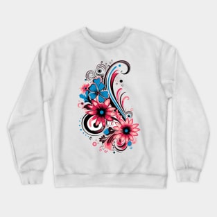 graphic background, Elegant Floral Fusion: Nature-Inspired Vector Illustration Crewneck Sweatshirt